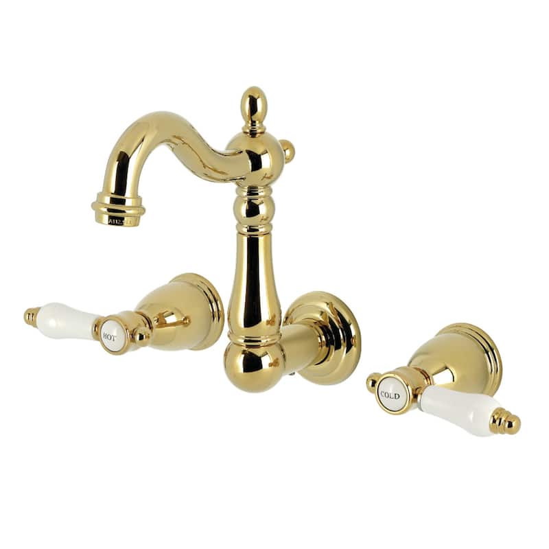 Kingston Brass Bel-Air Double-Handle Wall Mount Bathroom Faucet - Polished Brass
