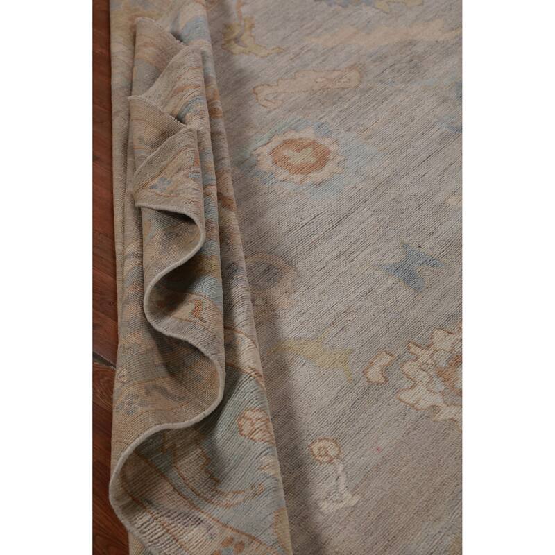 Hand Knotted Oriental 100% Wool Carpet Transitional All-Over Greys & Charcoal Oushak Area Rug - 11' 8'' X 8' 11''