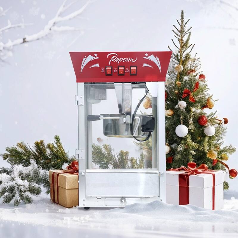 Commercial Popcorn MAKER Machine, 12 Ounce Kettle Stainless Steel Popcorn Maker with Tempered Glass, Warming Deck