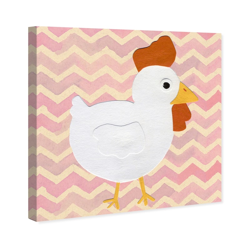 Wynwood Studio Canvas Animals H for Hen White and Pastel Pink Modern & Contemporary Wall Art Canvas Print