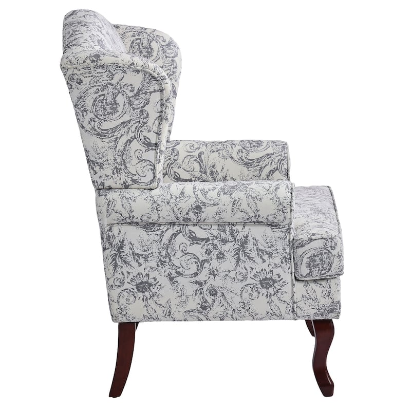 Elegant Living Room Wing Back Arm Chair Upholstered Accent Chair