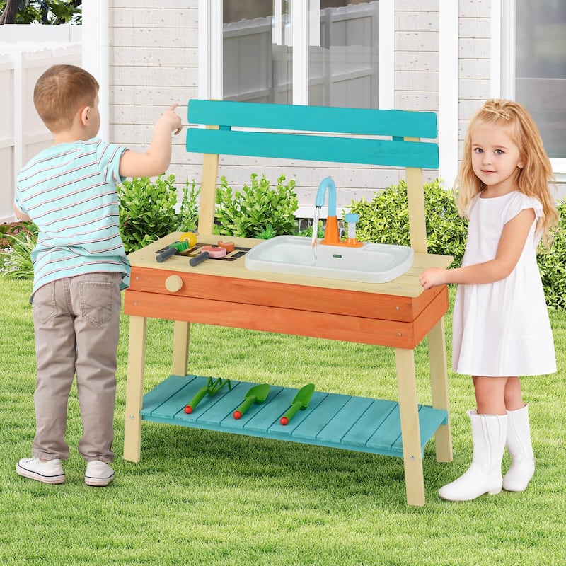 Costway Play Kitchen for Kids Wooden Toy Kitchen Playset with Wood - See Details