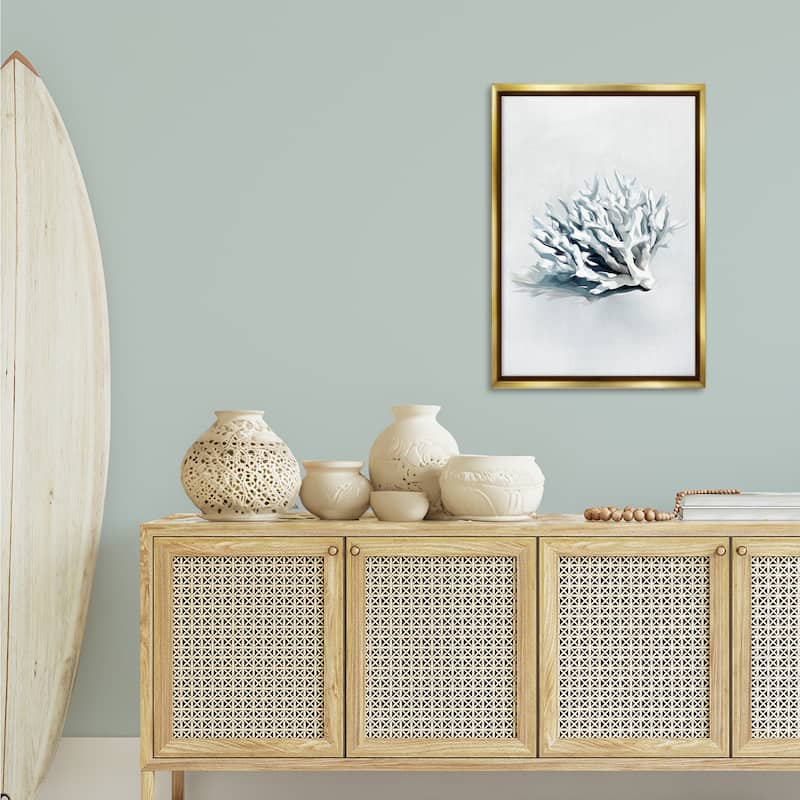 Stupell Subtle Staghorn Coral Framed Floater Canvas Wall Art Design By Ramona Murdock