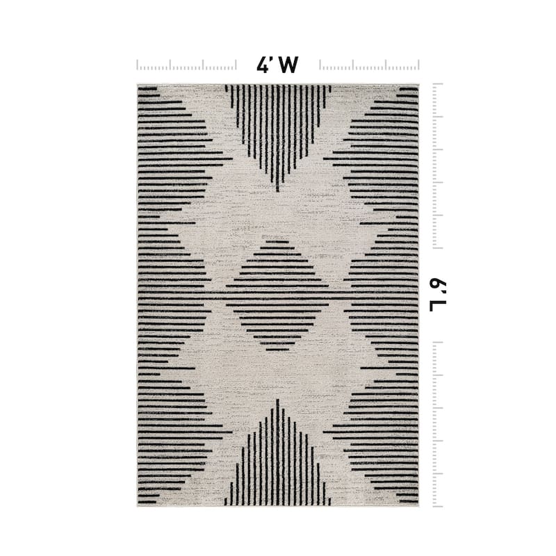 Modern Abstract Area Rug for Living Room, Bedroom, or Entryway - Low Pile Indoor Rug