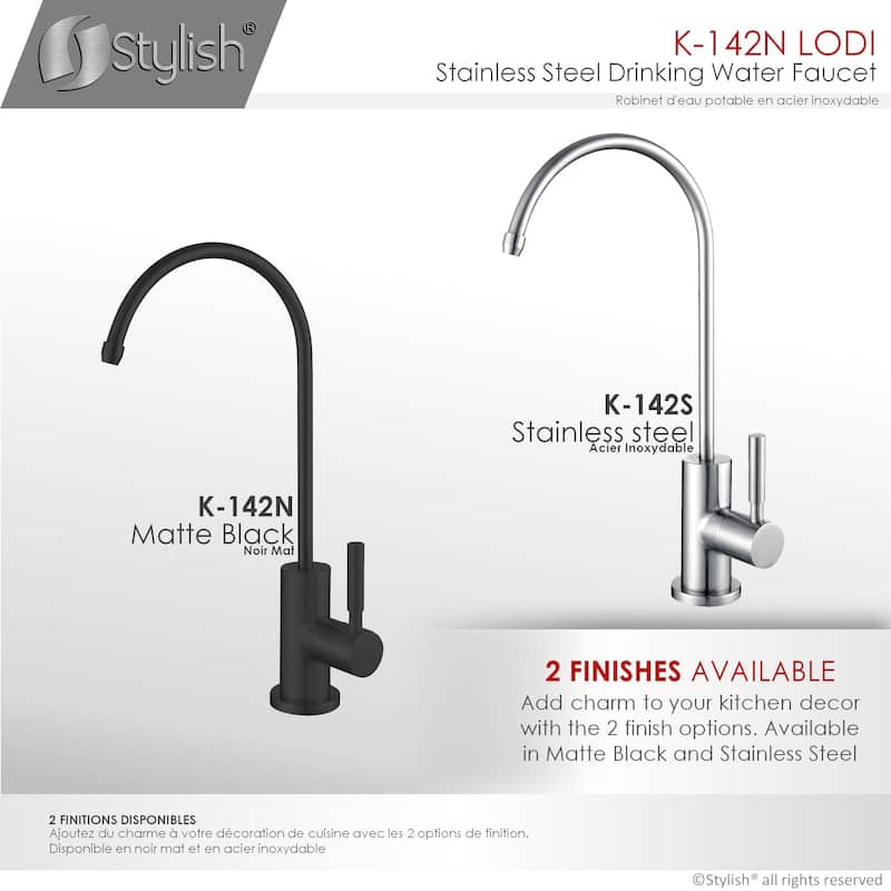 STYLISH Kitchen Sink Drinking Water Faucet, Commercial Water Filtration Faucet, Stainless Steel, Contemporary Style High-Spout