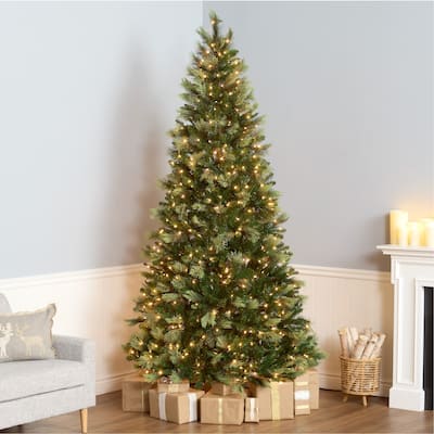National Tree Company 9 ft Pre-Lit Charleston Pine Artificial Christmas Tree with 600 Clear Lights, Includes Metal Stand