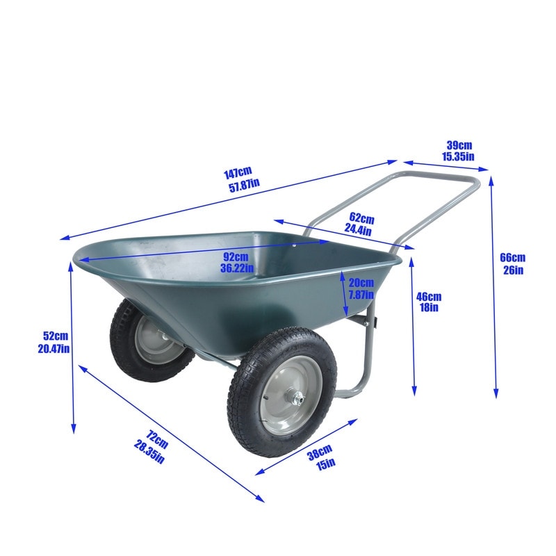 Two wheeled trolley green garden Wheelbarrow Garden Cart Bed