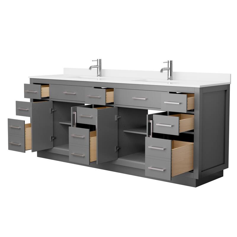 Beckett TK 84-inch Double Vanity, Single Hole Quartz Top