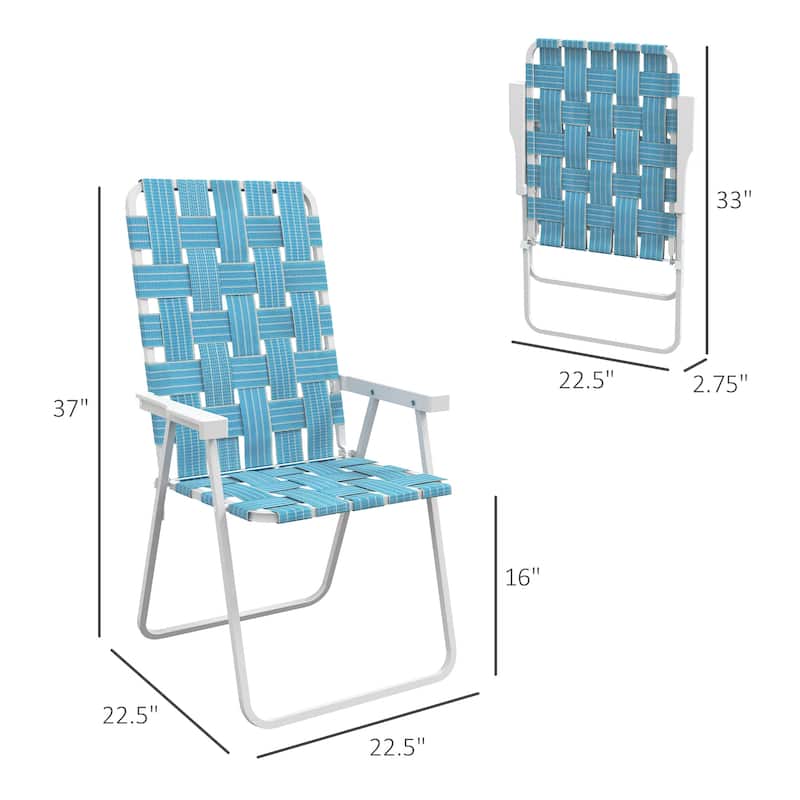 Set of 2 Patio Folding Chairs with Armrests, Outdoor Camping Chairs, Portable Lawn Chairs for Camping, Garden, Pool, Beach