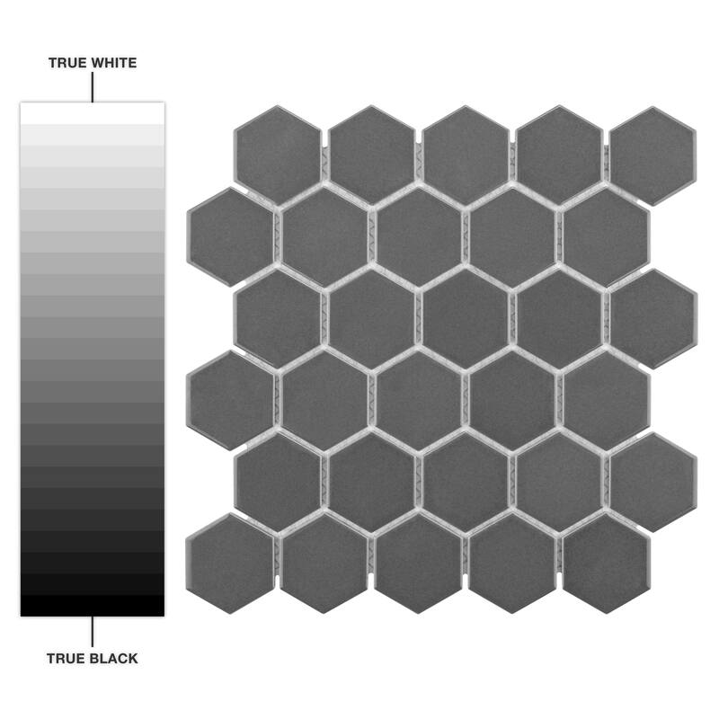 Merola Tile Metro 2" Hex Glossy Grey 11-1/8" x 12-5/8" Porcelain Floor and Wall Tile