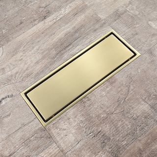 brushed gold 12 inch stainless material shower drain with ABS base - 11.8 x 4.4