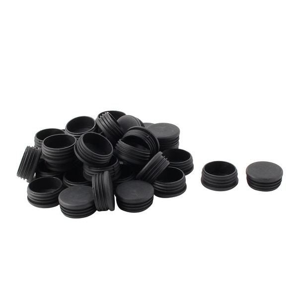 Plastic Round Tube Insert Blanking End Protectors Caps Black 48mm 36 PCS