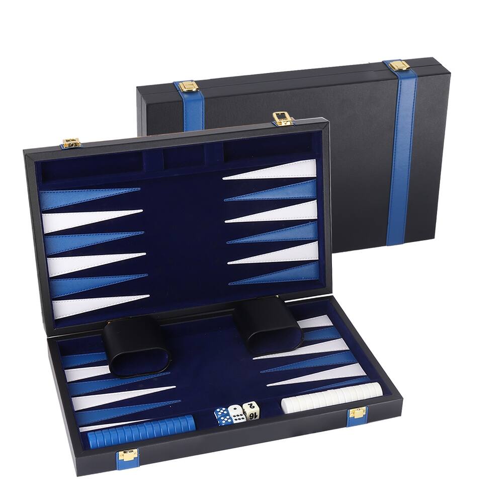 GSE™ 11" Leather Backgammon Board Game Set, Portable Folding Backgammon Board Game with Game Pieces - Small