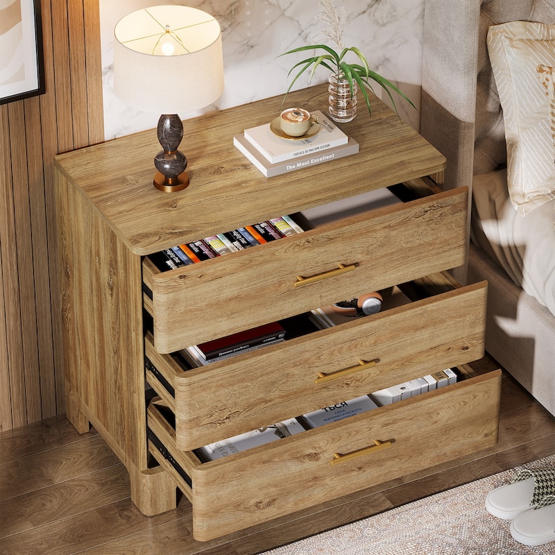 Oversized Nightstand, Wood Bedroom Storage Night Stand, Accent Side Table Bedside Cabinet