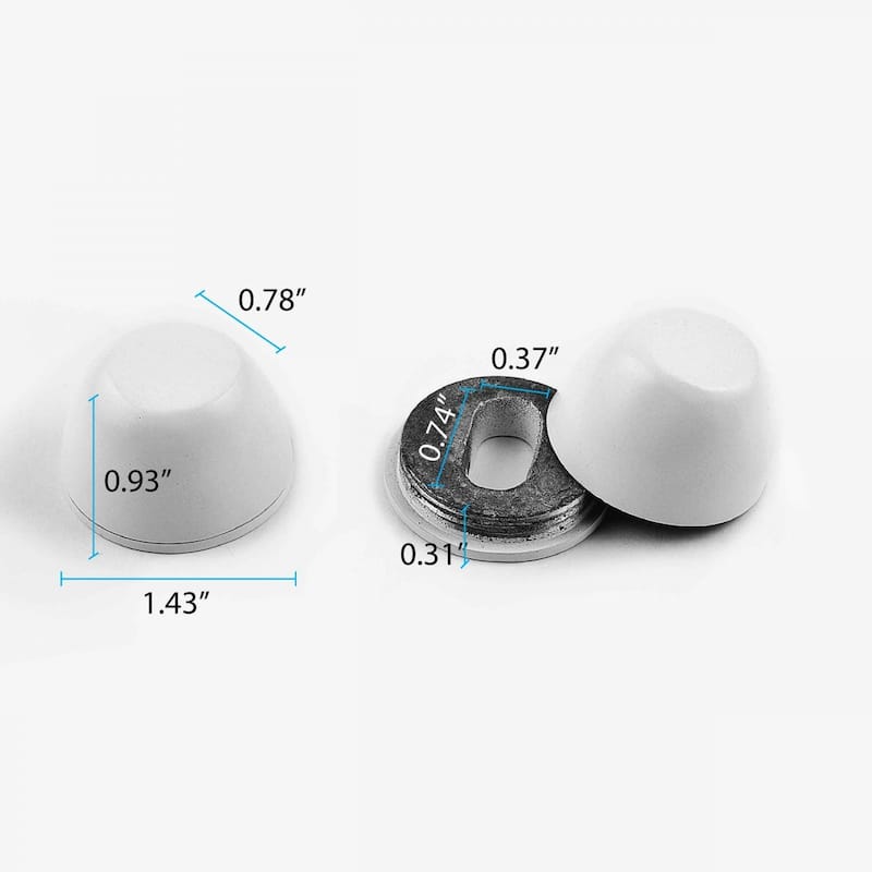 White Aluminum Toilet Bolt Covers Standard Size Fit (Set of 2)