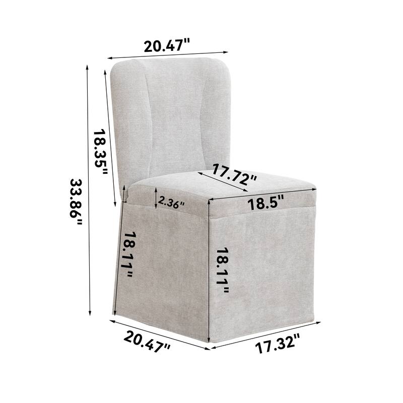 Modern Linen Dining Chairs, Armless Dining Chairs, with Upholstered Seat and Back, for Living Rooms, Set of 2, Brown