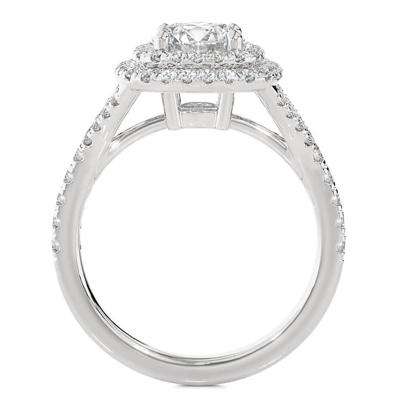 Certified 2 1/5Ct Cushion Halo Diamond Engagement Ring Gold Lab Grown