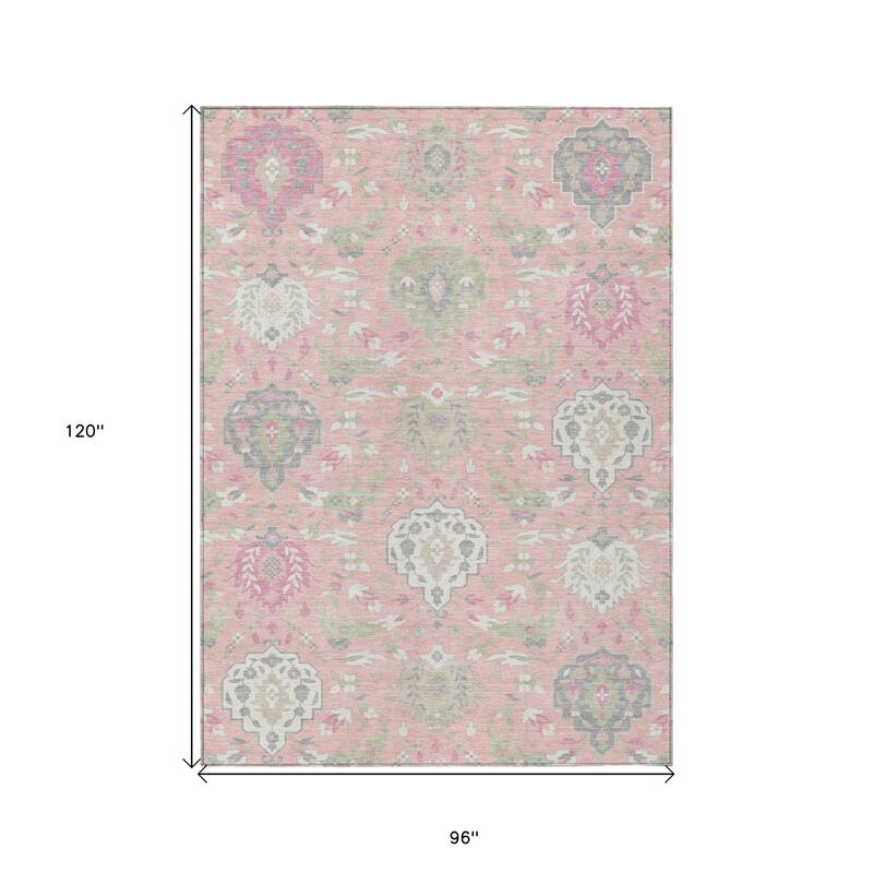 HomeRoots Damask Traditional Rectangle Outdoor Rug