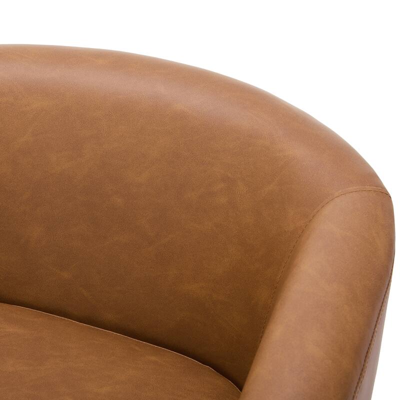 2 Set Modern Vegan Faux Leather Swivel Barrel Accent Chair