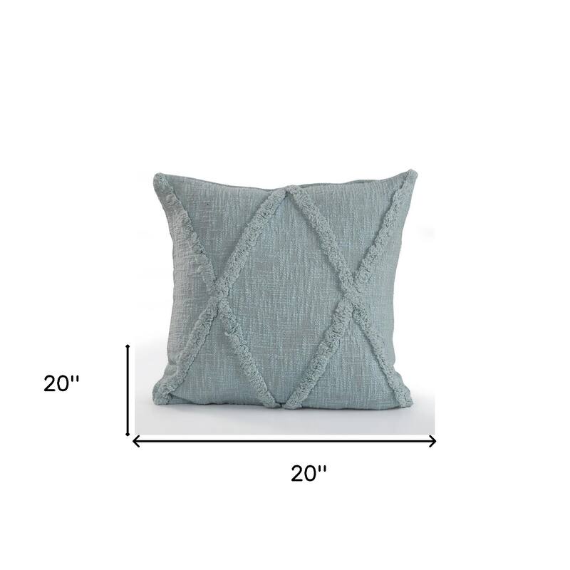 HomeRoots 20" X 20" Gray 100% Cotton Diamond Zippered Pillow