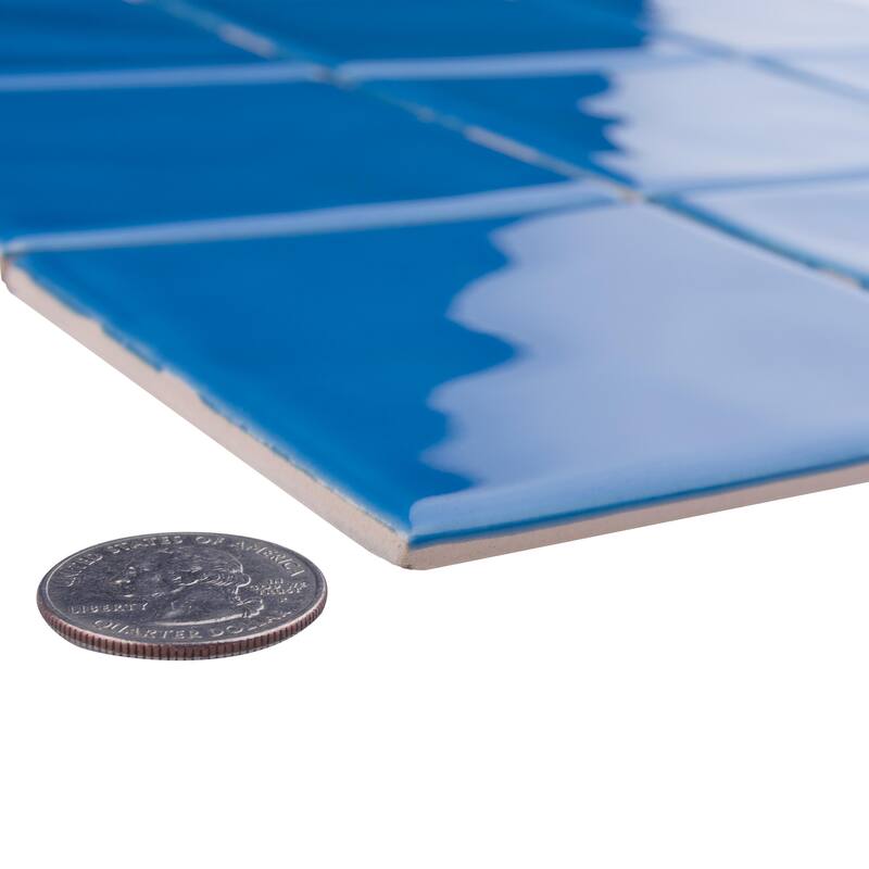 Merola Tile Twist Square Blue Sky 11-3/4" x 11-3/4" Ceramic Mosaic Wall Tile