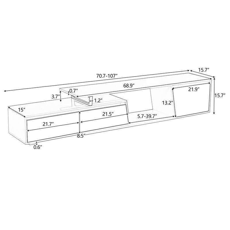 Rectangle Extendable TV Stand,Entertainment Centers with 2 Drawers and 1 Cabinet Up to 100" Tv