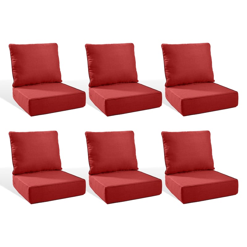 Pocassy 22"x24"x6" Inch Thick Cushions Indoor Outdoor Pillows Cushion - Red Cushion - 6 Set Seat & Back Cushion