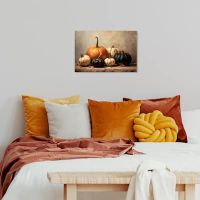 Wynwood Studio Canvas Classic and Figurative Pumpkin Variety II Orange and Pumpkin Traditional Wall Art Canvas Print