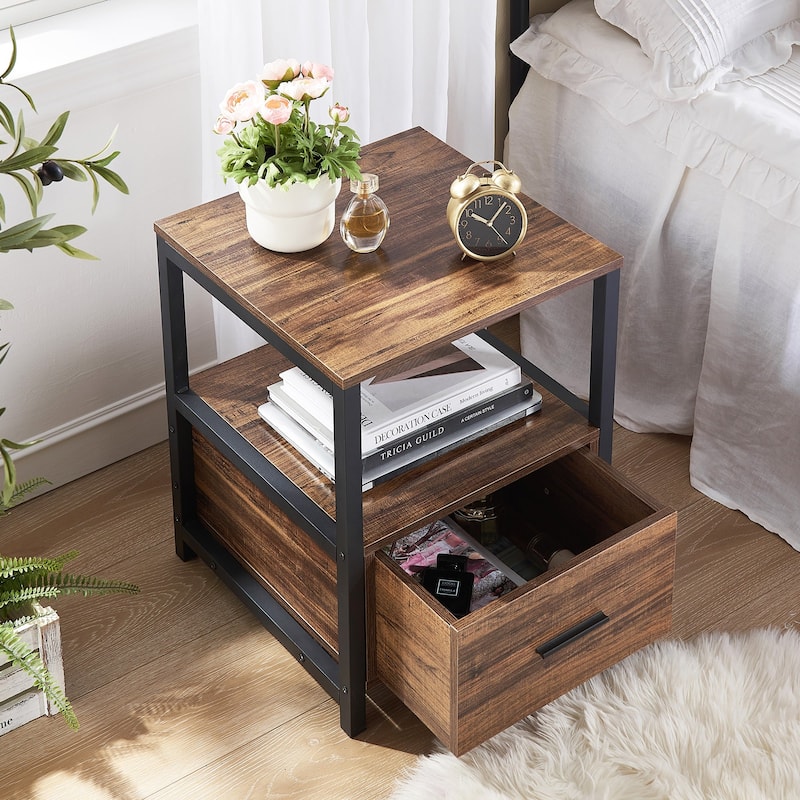 Taomika 3-Pieces Bed Frame and Modern Nightstands Sets