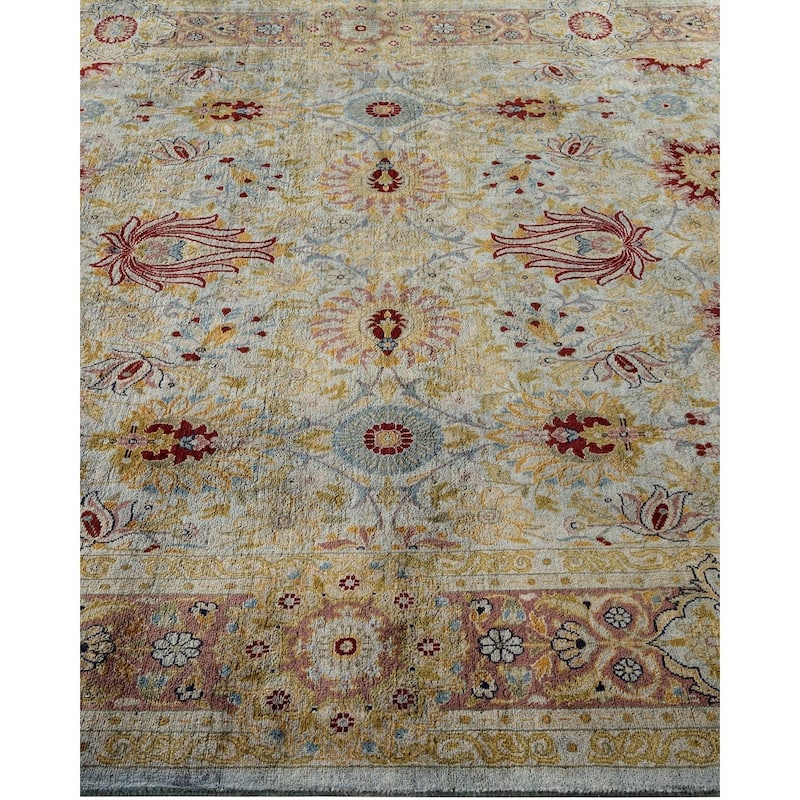 Overton Hand Knotted Wool Vintage Inspired Modern Contemporary Overdyed Gray Area Rug - 5' 3" x 10' 7"