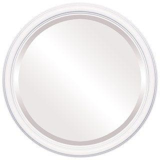 Saratoga Framed Round Mirror in Linen White