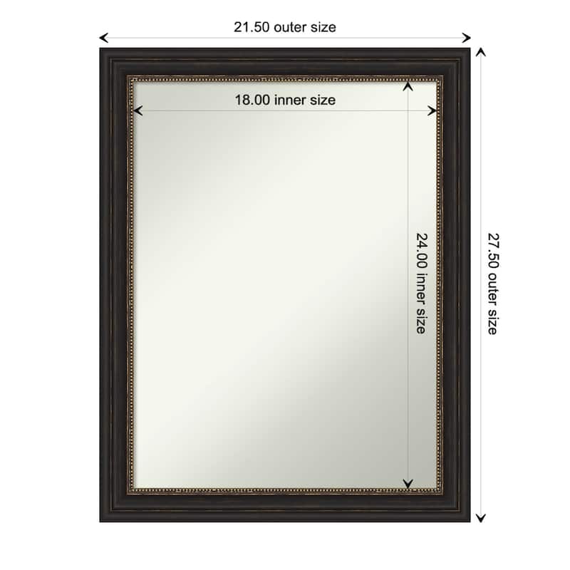 Non-Beveled Bathroom Wall Mirror - Accent Bronze Narrow Frame - 22 x 28 in - Accent Bronze Narrow