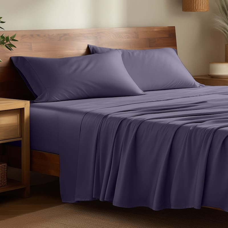 Bare Home Rayon from Bamboo Sheet Set - Deep Pocket - Breathable - Twin XL - Dusty Purple