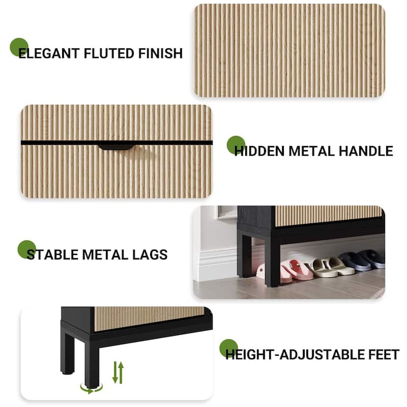 4-Door Farmhouse Shoe Storage Cabinet with Adjustable Shelves