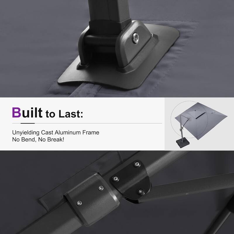 PURPLE LEAF 10 X 13 ft Large Patio Umbrella Hanging Double Top Rectangle Offset Umbrellawith Base