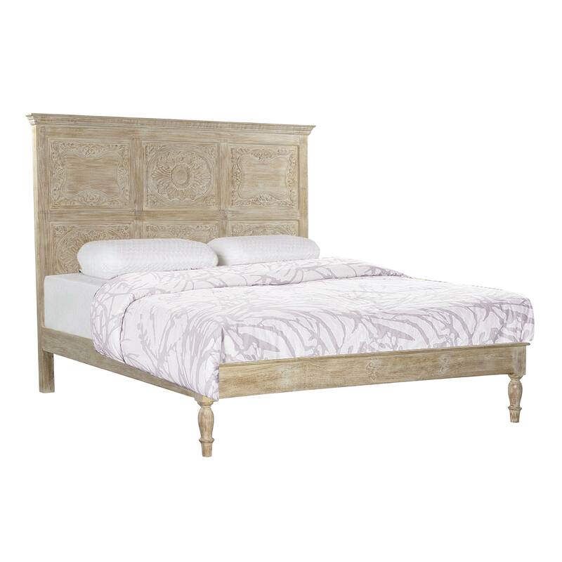 Ashford Carved Panel Bed - Sand White - King