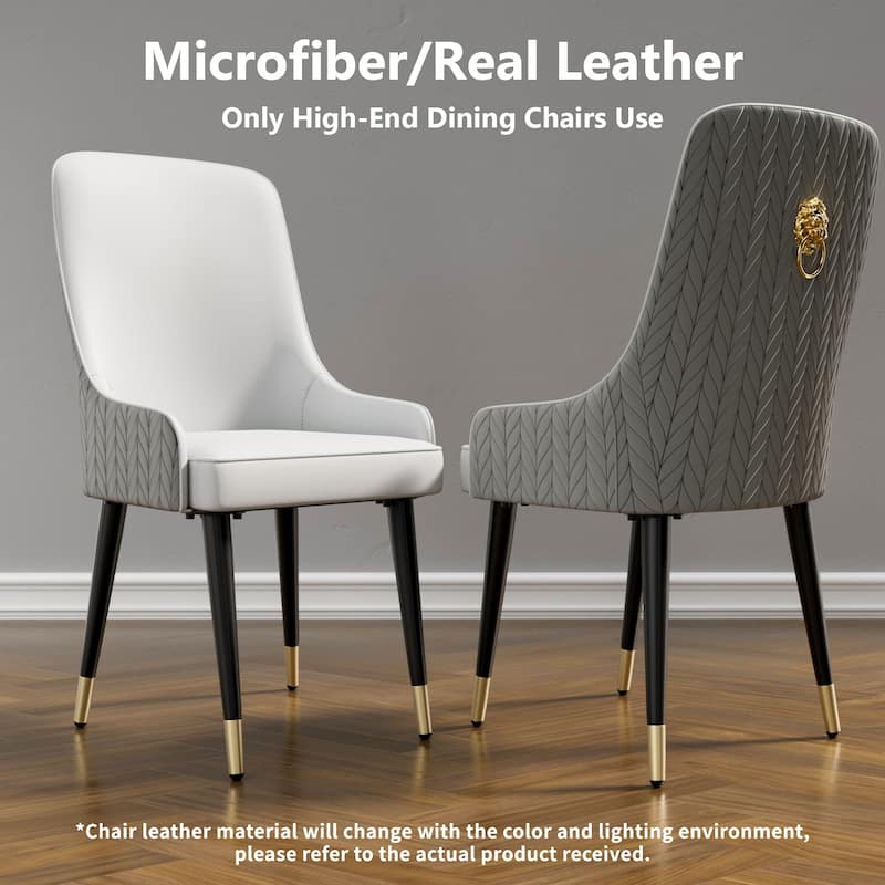 Modern PU Leather Set of 2 Dining Chairs with Metal Legs - 17"x17"x36"