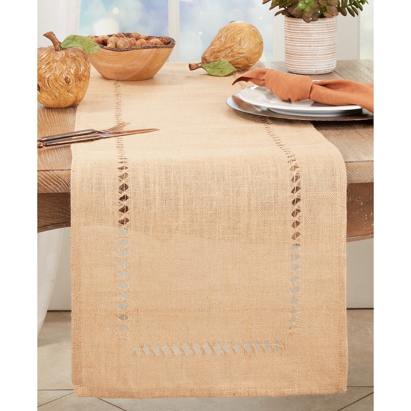 Earthy Elegance Jute Hemstitch Table Runner - 16"x72"