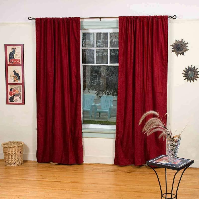 Burgundy Rod Pocket Velvet Curtain / Drape / Panel - Piece - 43" W X 84" L (Unlined) - 84 Inches