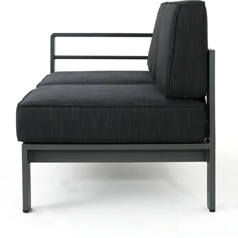 Cape Coral Aluminum Outdoor Sectional Sofa Set with Fire Table by Christopher Knight Home