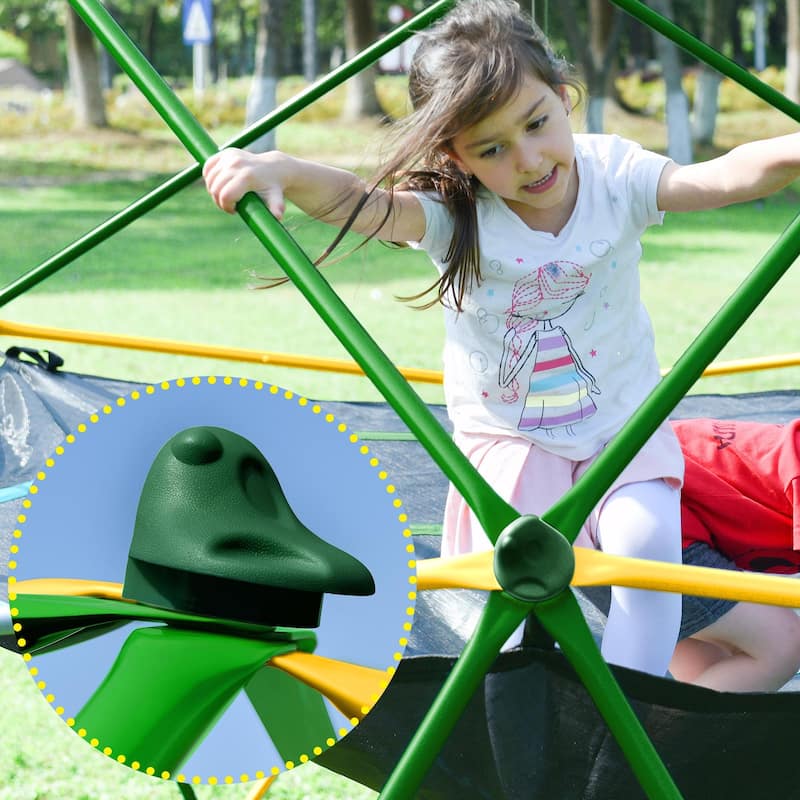 12ft Geometric Dome Climber Play Center - Kids Climbing Dome Tower with Hammock - Green + Yellow