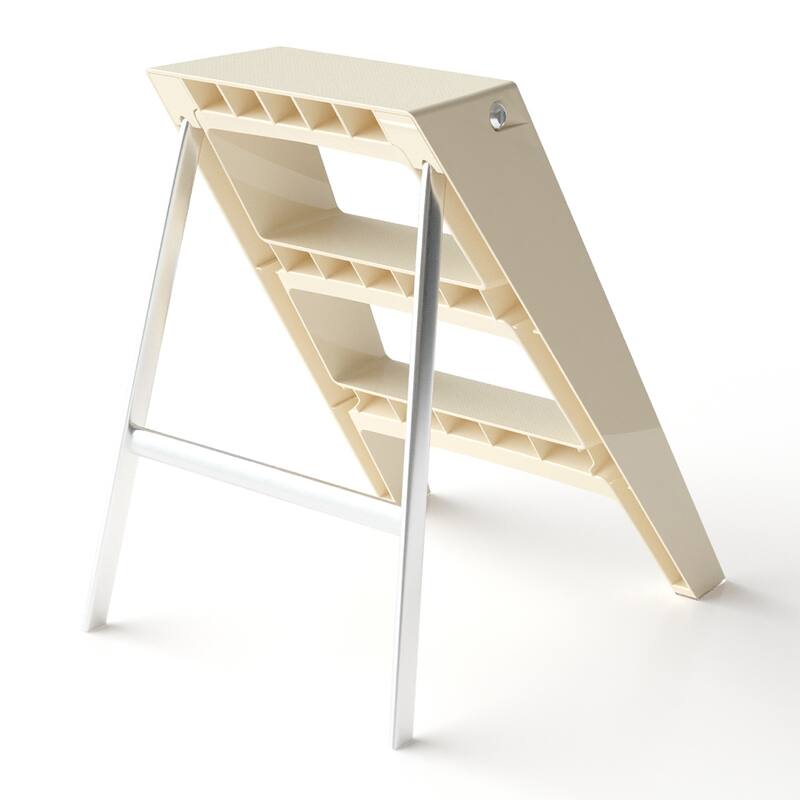 Home Folding Ladder Frame Indoor Multi-Functional Thick Folding Ladder Stool Simple Creative Anti-Slip Plastic Edge