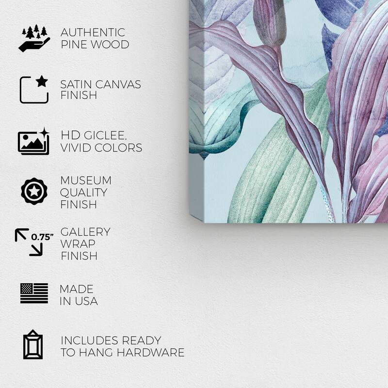 Wynwood Studio Canvas Floral and Botanical Blue Monsterra Blue and Traditional Wall Art Canvas Print - Blue, Purple