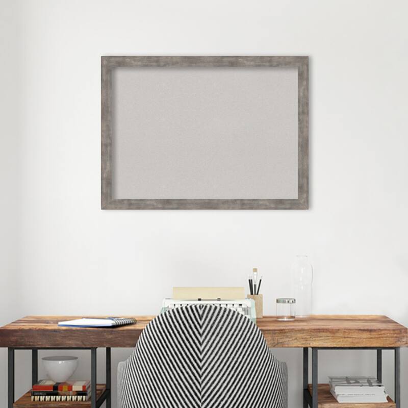 Marred Wood Framed Grey Corkboard Bulletin Board