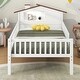 preview thumbnail 1 of 28, Wood House-shaped Twin Size Platform Bed with LED and Built-in Storage,Kids Bed Design White