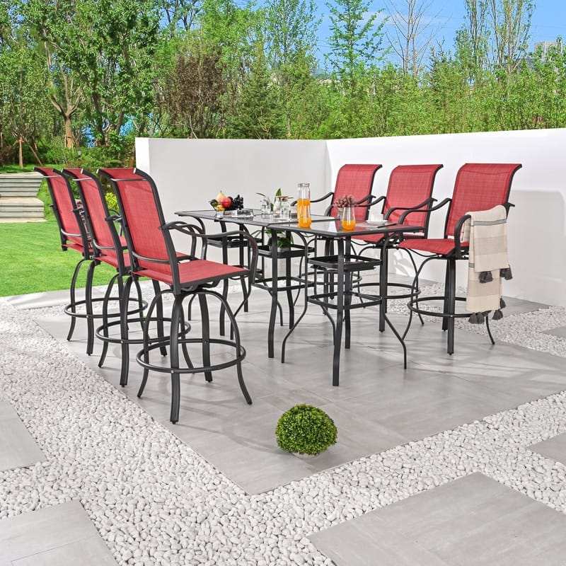 Patio Festival 9-Piece Outdoor Bar Height Swivel Dining Set