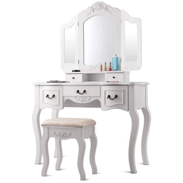 vanity dressing table with drawers cheap gymax bathroom makeup vanity dressing table set with stool trifolding white drawers shop tri vanity dressing table with drawers cheap gymax bathroom makeup vanity dressing table set with stool trifolding white drawers shop tri