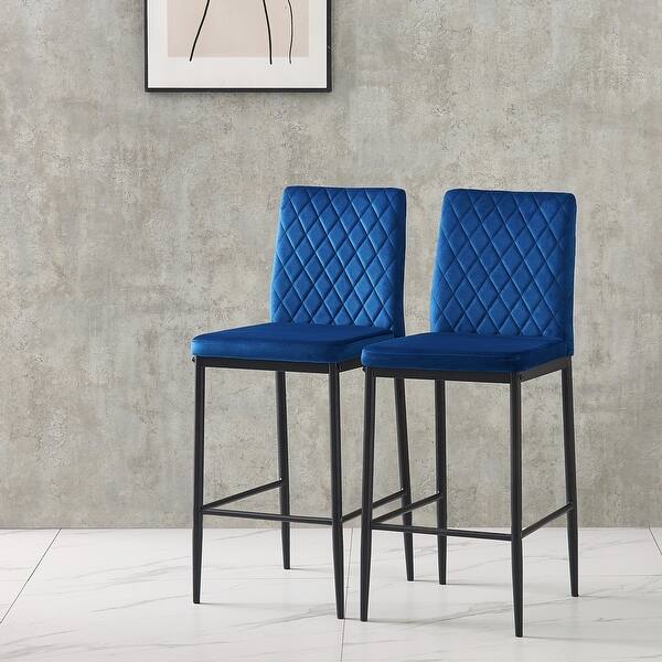 2pcs Modern Upholstered Bar Stool with Metal Legs and Footrest Bed