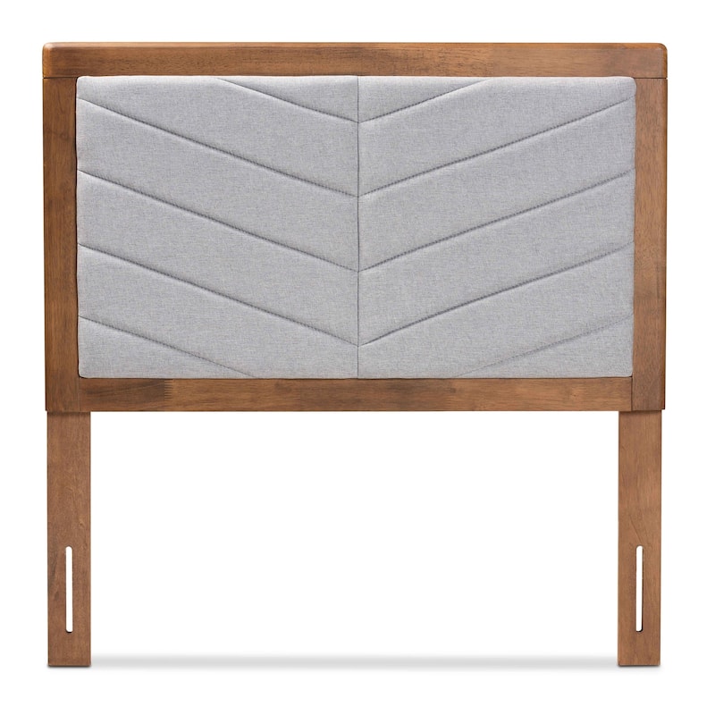 Twin Size Headboard Upholstered Grey Fabric Wood Headboard Chevron Tufting Modern Bedroom Decor