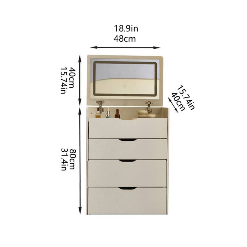 3 in 1 Vanity Desk with Flip Top Mirror,Visible Glass Desktop,3 Drawers and Cushioned Tool